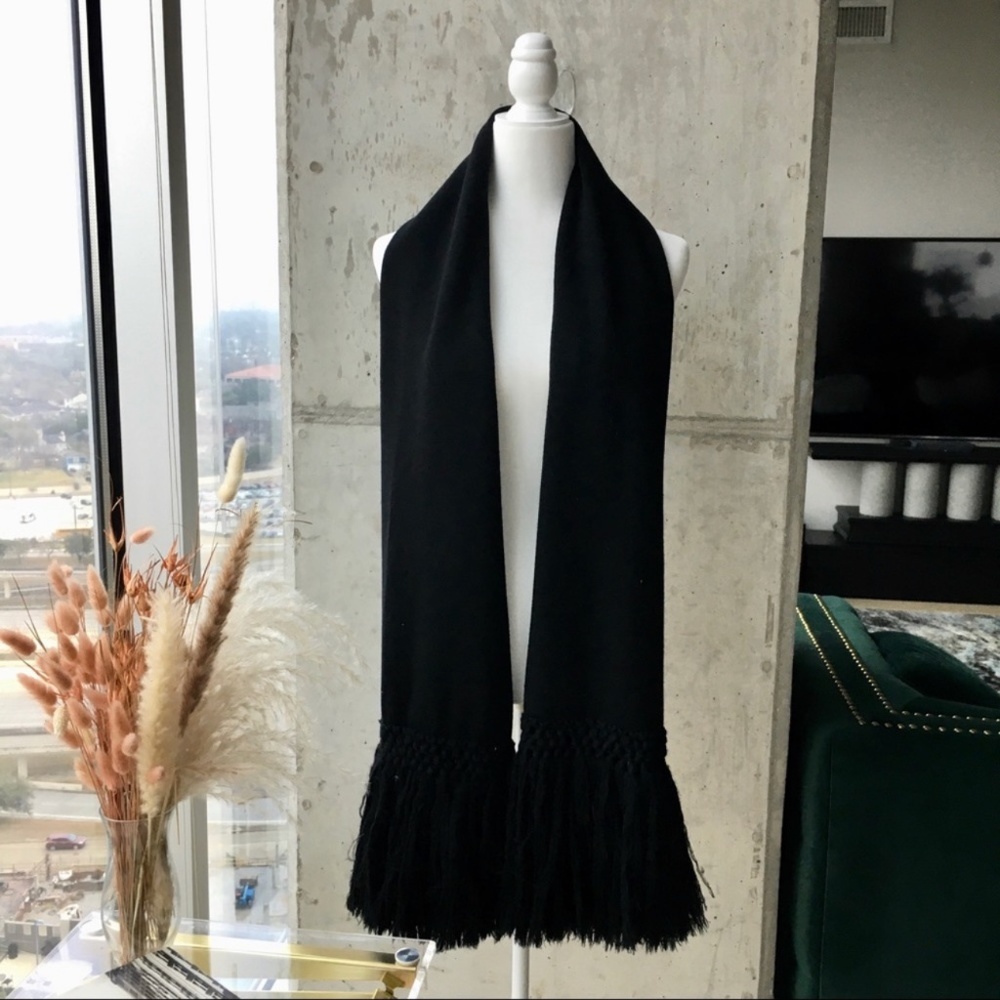 Oversized Black Fringed Scarf